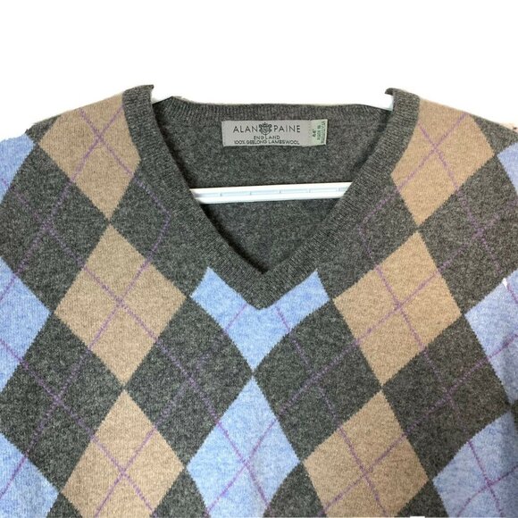 ALAN PAINE Men's Geelong Lambswool Argyle Pattern Sweater Size 44 (US - L) - Picture 5 of 9